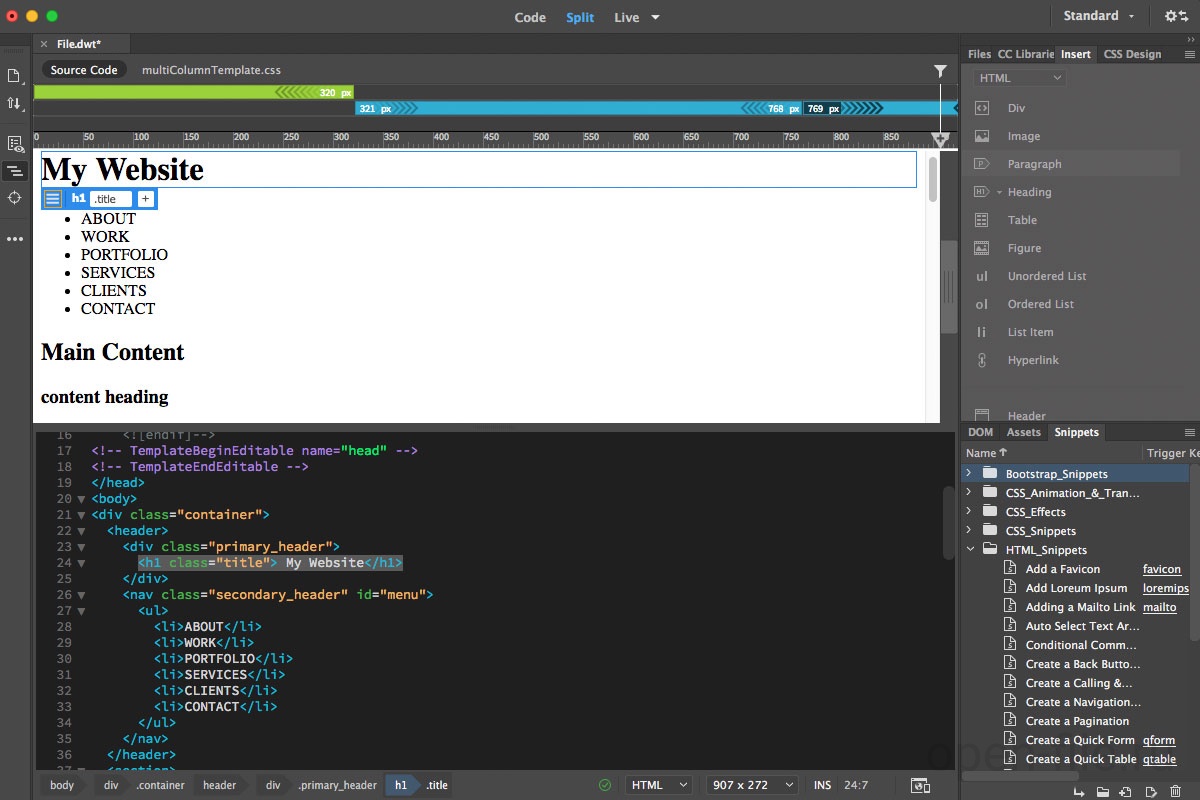 Скриншот программы Adobe Dreamweaver
