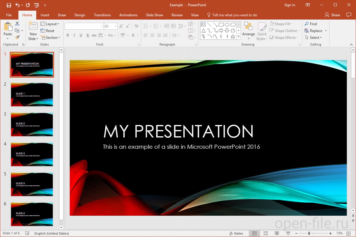 Скриншот программы Microsoft PowerPoint
